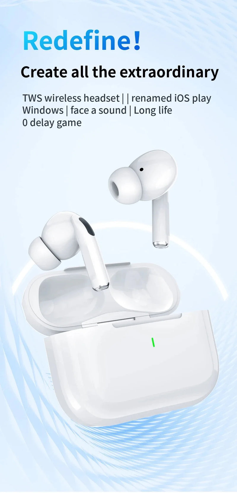 Original ar pro verdadeiro sem fio bluetooth fones de ouvido som alta fidelidade baixa latência redução ruído para iphone android