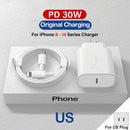APPLE Original 30W Tipo C Carregador Rápido Para iPhone 16 15 14 13 12 11 Pro Max Mini X XS XR Plus Magsafe Sem Fio Cabo de Carregamento Rápido